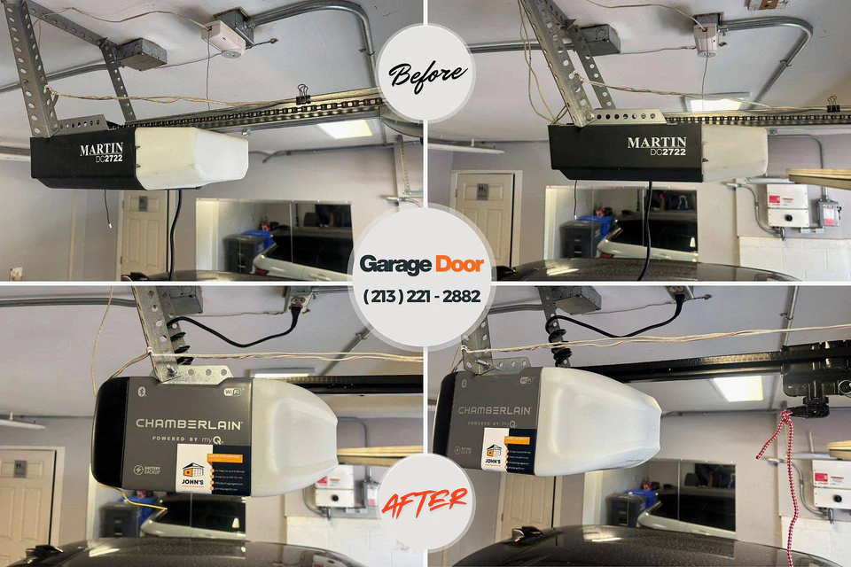 Before and after: garage door repair Claremont, NH